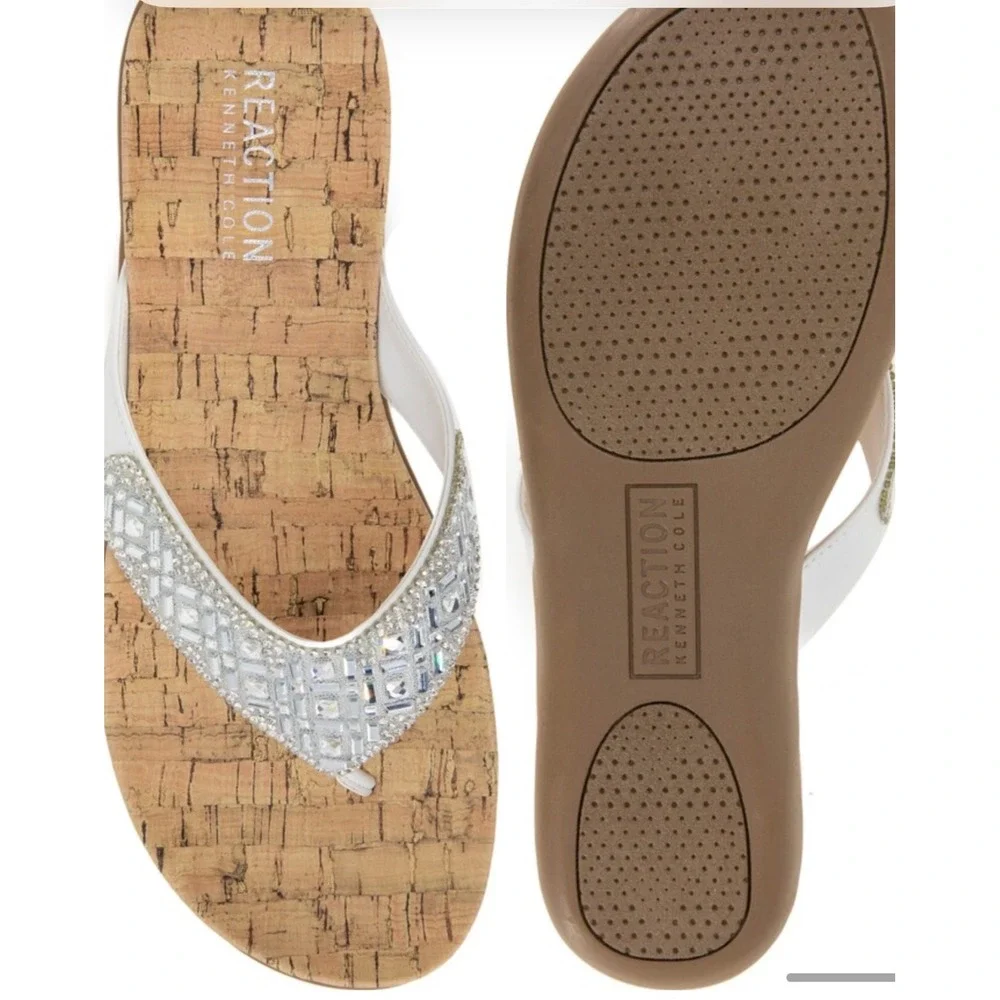 Women's Reaction Kenneth Cole Gazette Embellished Sandal‎ in White size 7
